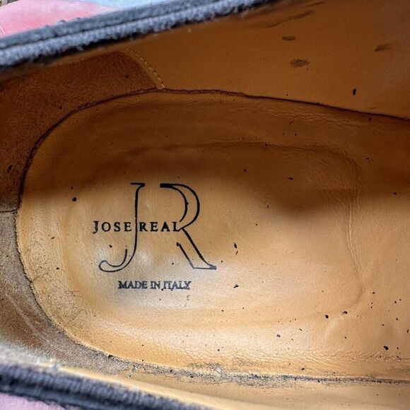 Jose Real Florence Mens Size 46 (US 13) Wingtip Oxford Jet Black Charcoal Veloce - Picture 8 of 10